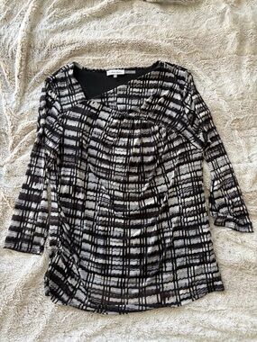 Calvin Klein Black & Gray Patterned Long Sleeve Women’s Size Large